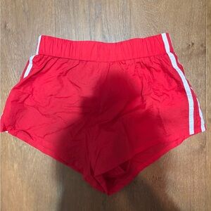 Daily Drills Red Athletic Shorts with White Stripes